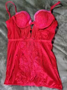 Victoria's Secret Red Lace Chemise with Underwire Cups
